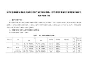 浙江宏业高科智能装备股份有限公司年产43万套齿轮箱、2万台高压柱塞泵技改项目信息公开